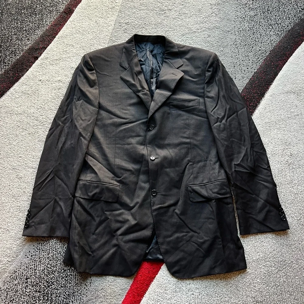 Canali Black Pinstripe Wool 3 Button Sportcoat